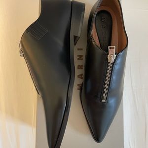 NWT Marni Leather Flat Loafers with zippers size 7.5